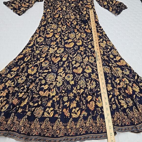 Lola P Women's Boho Tiered Smocked Tassle Waist Maxi Dress Sz XL Ruffle Modest - Picture 9 of 9